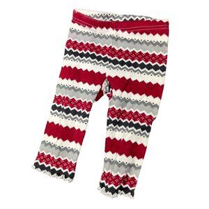 Gymboree Baby Girls Knit Leggings 6-12 Months Red & Gray Zigzag Pattern Holiday